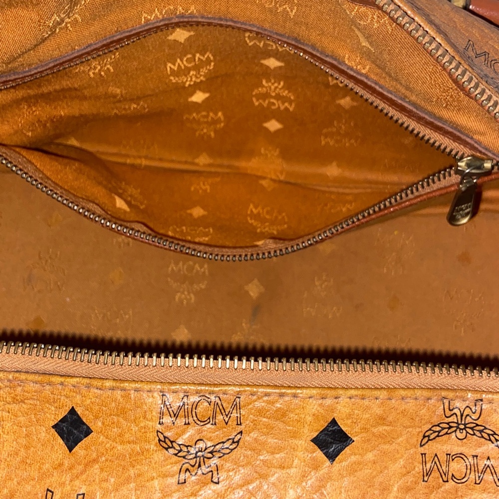 MCM Visetos Monogram Cognac Boston Bag - Picture 10 of 16